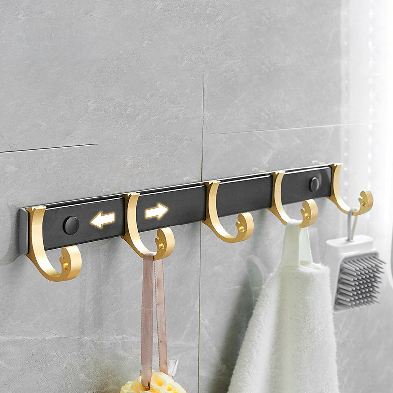 Contemporary Bath Accessories Set Black & Golden Bath Shelf/Towel Bar