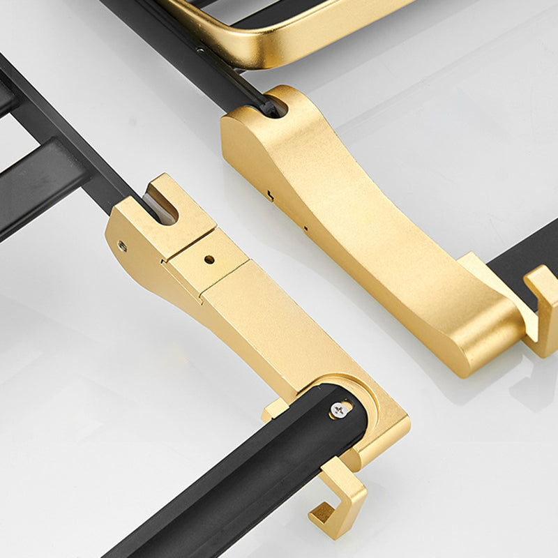 Contemporary Bath Accessories Set Black & Golden Bath Shelf/Towel Bar