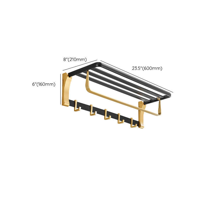 Contemporary Bath Accessories Set Black & Golden Bath Shelf/Towel Bar