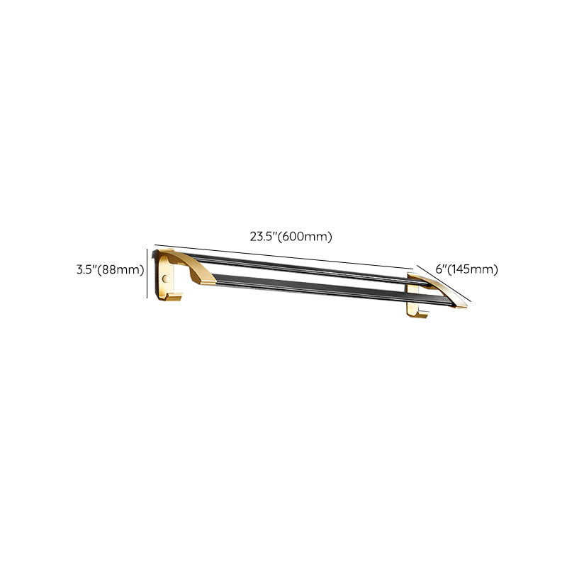 Contemporary Bath Accessories Set Black & Golden Bath Shelf/Towel Bar