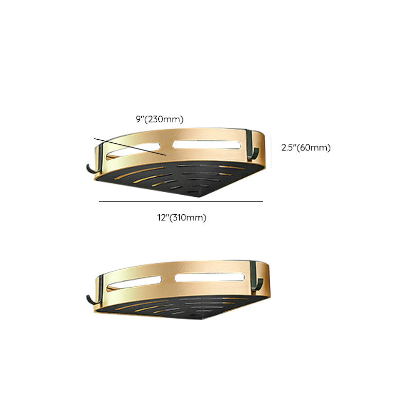 Contemporary Bath Accessories Set Black & Golden Bath Shelf/Towel Bar