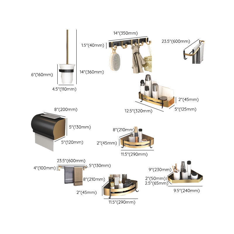 Black & Brass Bathroom Set Modern Style Bathroom Accessories As Individual Piece Or As Set