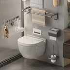 Gray contemporary bathroom accessory set Bathroom shelf/towel holder & bathrobe hook incl.