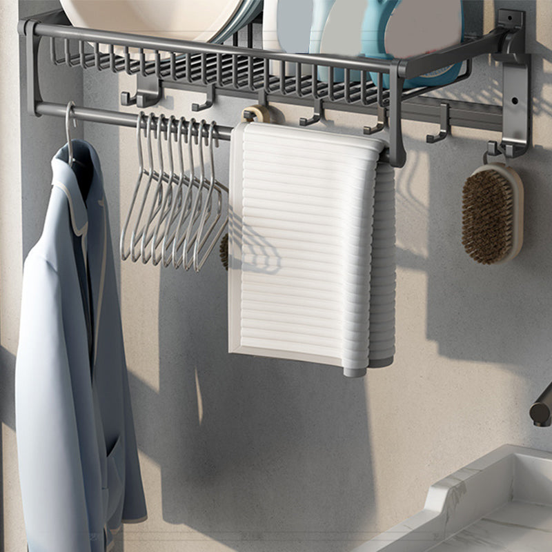 Gray contemporary bathroom accessory set Bathroom shelf/towel holder & bathrobe hook incl.