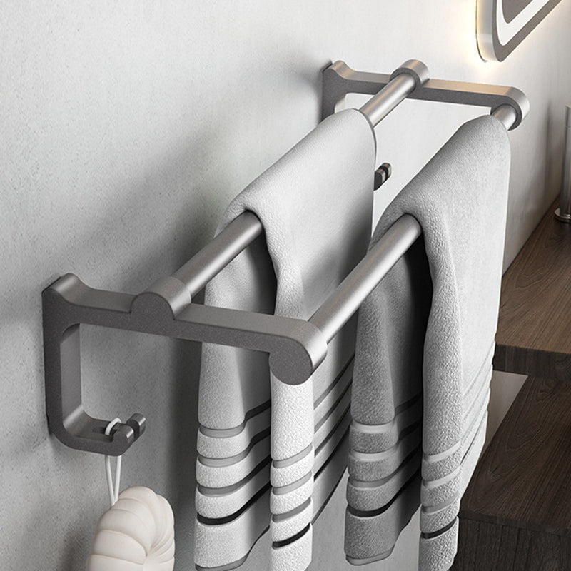Gray contemporary bathroom accessory set Bathroom shelf/towel holder & bathrobe hook incl.