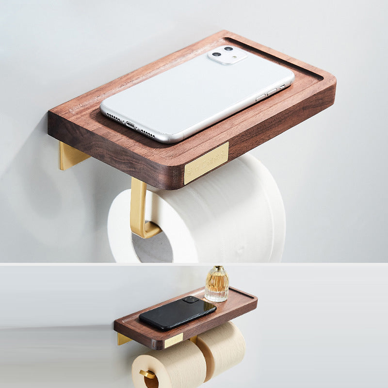 Wood and Aluminum Bath Hardware Set Golden Bathroom Accessory Set
