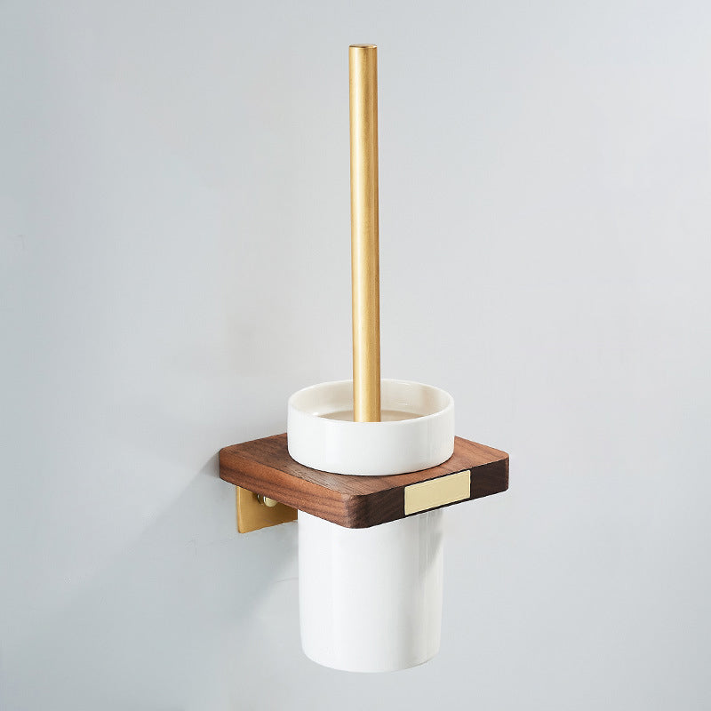 Wood and Aluminum Bath Hardware Set Golden Bathroom Accessory Set