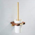 Wood and Aluminum Bath Hardware Set Golden Bathroom Accessory Set