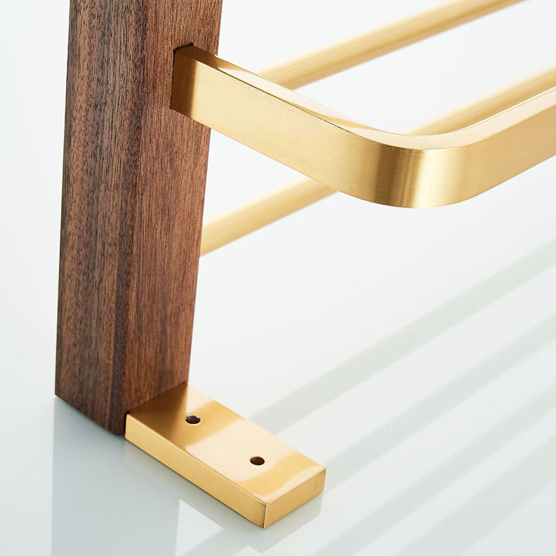 Wood and Aluminum Bath Hardware Set Golden Bathroom Accessory Set