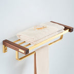 Wood and Aluminum Bath Hardware Set Golden Bathroom Accessory Set