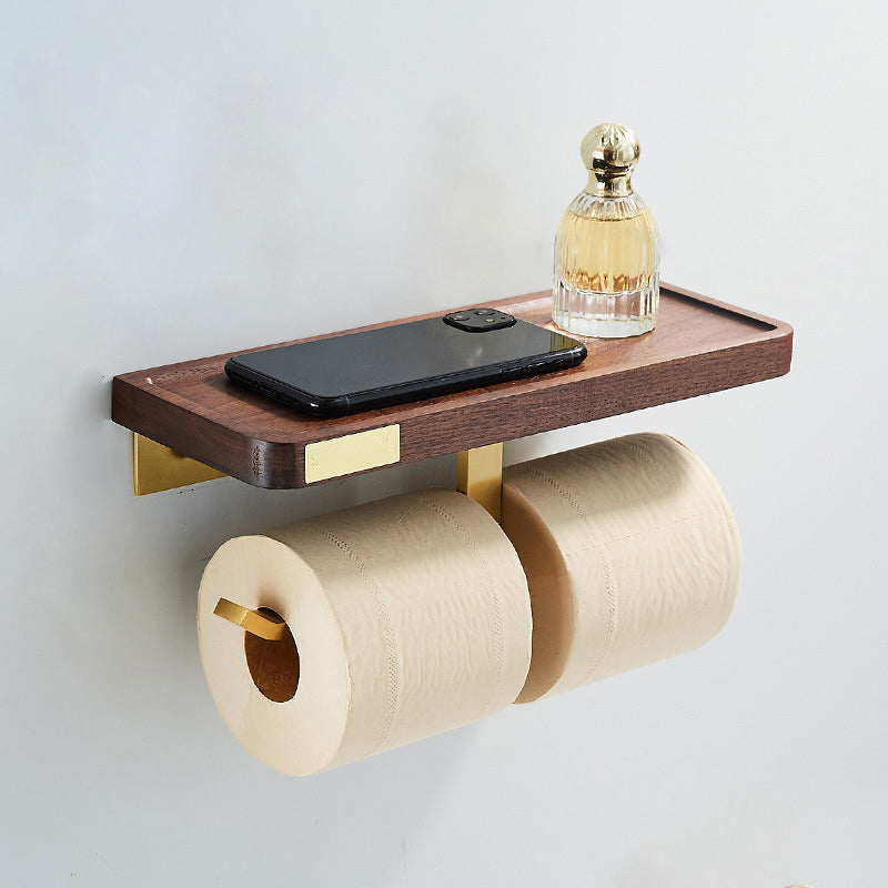 Wood and Aluminum Bath Hardware Set Golden Bathroom Accessory Set