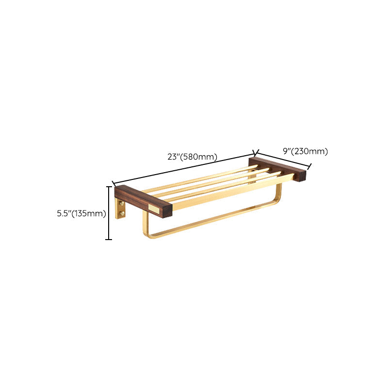Wood and Aluminum Bath Hardware Set Golden Bathroom Accessory Set