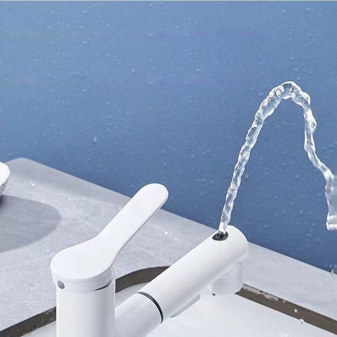 Modern Washbasin Faucet Copper 1-Handle Low Arc Pull-Out Washbasin Faucet for Bathroom