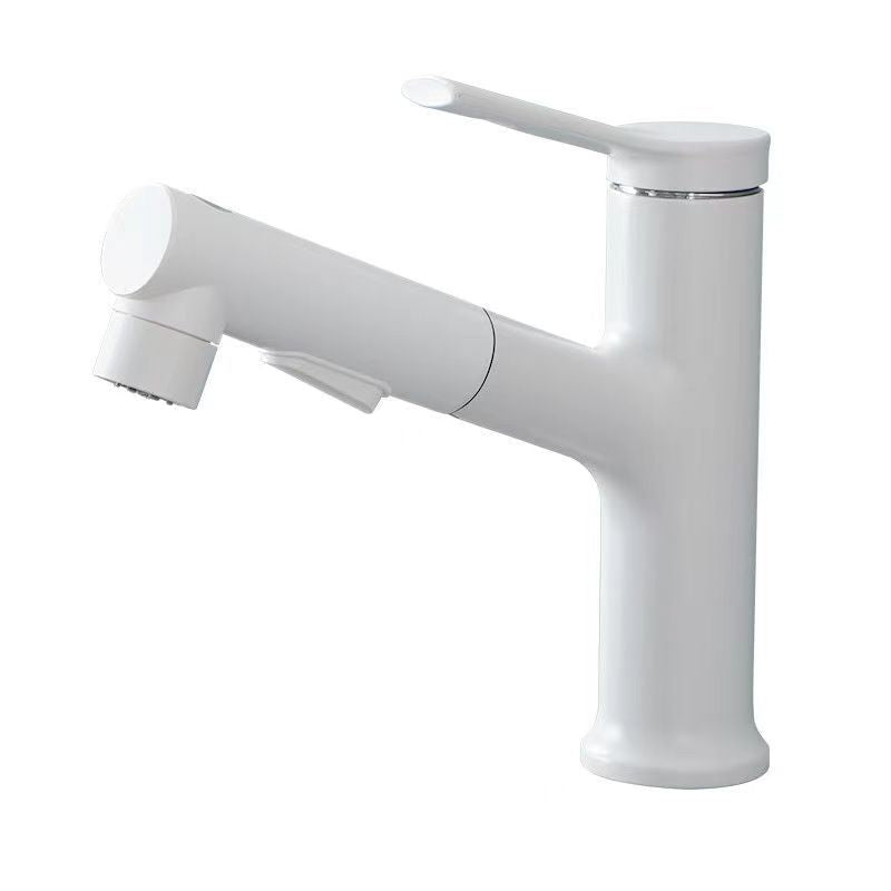 Modern Washbasin Faucet Copper 1-Handle Low Arc Pull-Out Washbasin Faucet for Bathroom