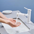 Modern Washbasin Faucet Copper 1-Handle Low Arc Pull-Out Washbasin Faucet for Bathroom
