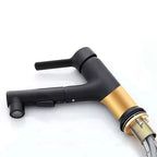 Modern Washbasin Faucet Copper 1-Handle Low Arc Pull-Out Washbasin Faucet for Bathroom
