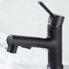 Modern Washbasin Faucet Copper 1-Handle Low Arc Pull-Out Washbasin Faucet for Bathroom