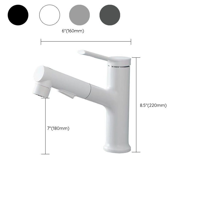 Modern Washbasin Faucet Copper 1-Handle Low Arc Pull-Out Washbasin Faucet for Bathroom