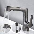 Modern centerset faucet with single lever handle for countertop sink bathroom fixture