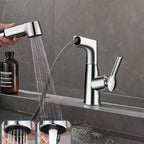 Modern centerset faucet with single lever handle for countertop sink bathroom fixture