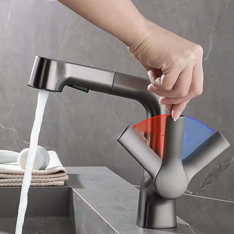 Modern centerset faucet with single lever handle for countertop sink bathroom fixture