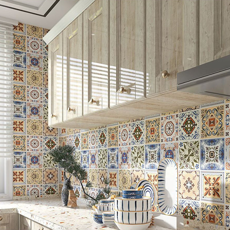 Wall tiles paste wallpaper Floral check pattern wallpaper tile
