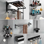 Modern Aluminum Bathroom Hardware Set Black Bathroom Accessories Set