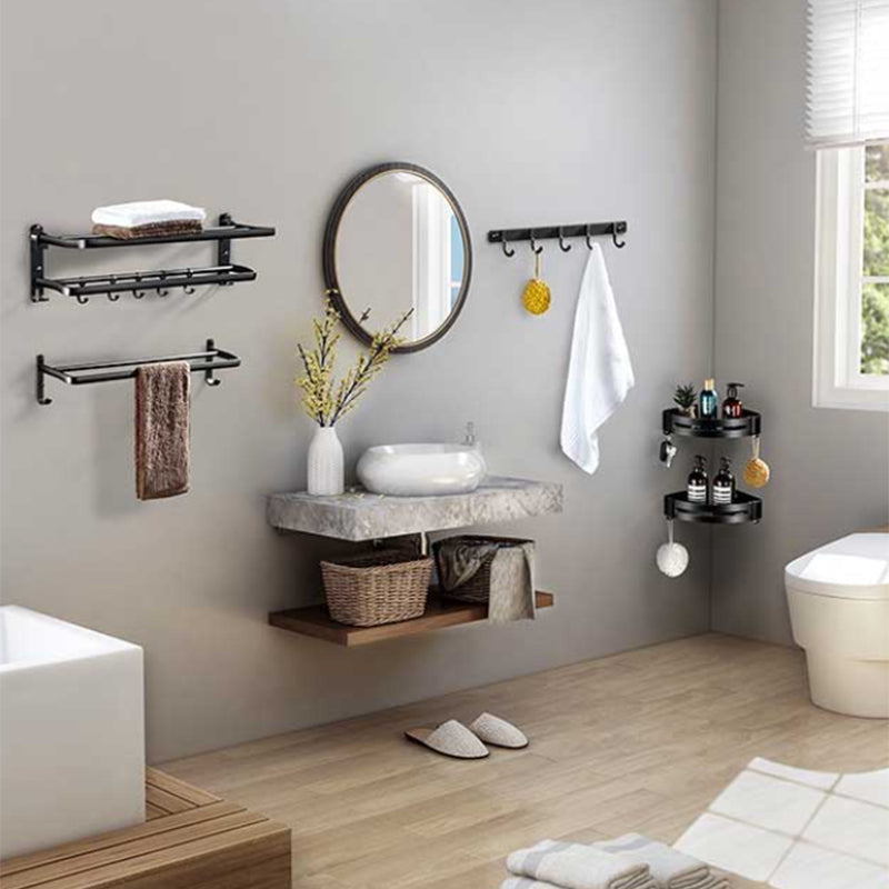Modern Aluminum Bathroom Hardware Set Black Bathroom Accessories Set