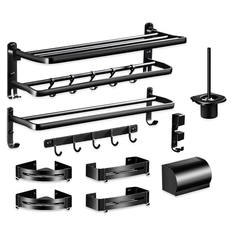 Modern Aluminum Bathroom Hardware Set Black Bathroom Accessories Set