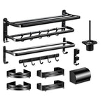 Modern Aluminum Bathroom Hardware Set Black Bathroom Accessory Set