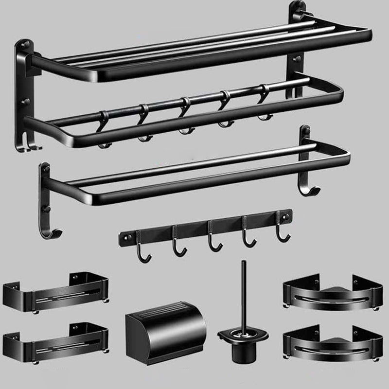 Modern Aluminum Bathroom Hardware Set Black Bathroom Accessories Set