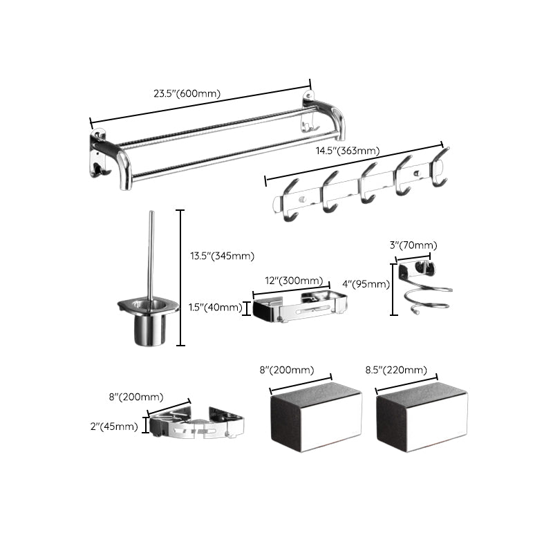 Modern Stainless Steel Bathroom Set Silver Bathroom Accessory Set