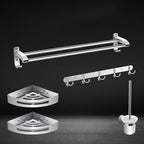 Modern Silver Bathroom Fixtures Set Metal Bathroom Accessories Kit
