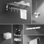 Modern Silver Bathroom Fixtures Set Metal Bathroom Accessories Kit