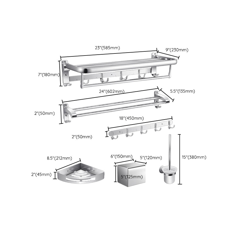 Modern Silver Bathroom Fixtures Set Metal Bathroom Accessories Kit