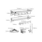 Modern Silver Bathroom Fixtures Set Metal Bathroom Accessories Kit