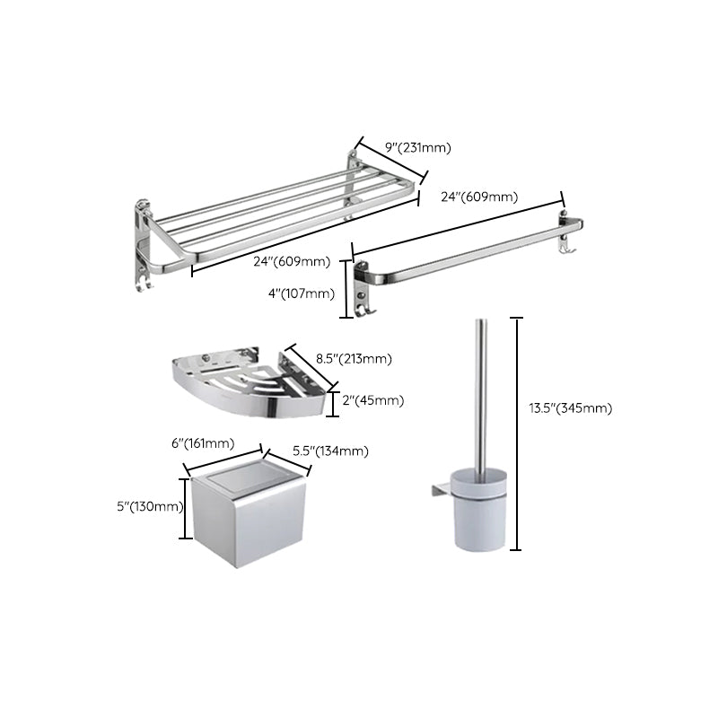 Modern Steel Bathroom Accessory Set Silver Bathroom Accessory Kit