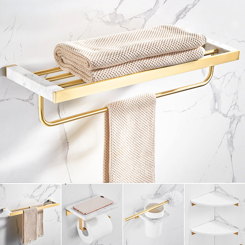 Marble & Brass Bathroom Accessories Set Golden Bathroom Accessories Kit