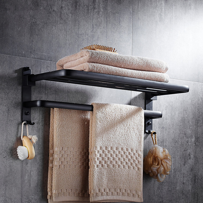 Contemporary 8-piece Bathroom Accessory Set Matte Black Bathroom Shelf/Paper Holder/Towel Hook
