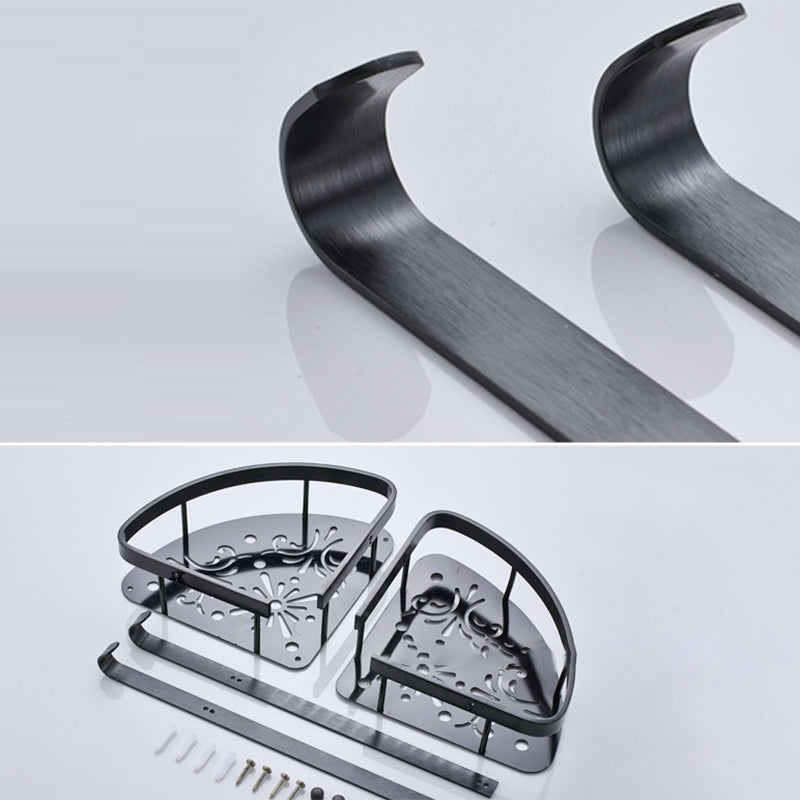 Contemporary 8-piece Bathroom Accessory Set Matte Black Bathroom Shelf/Paper Holder/Towel Hook