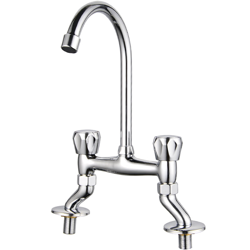 Contemporary Widespread Sink Faucet Knob Handle Goose Neck Arc Solid Brass Faucet