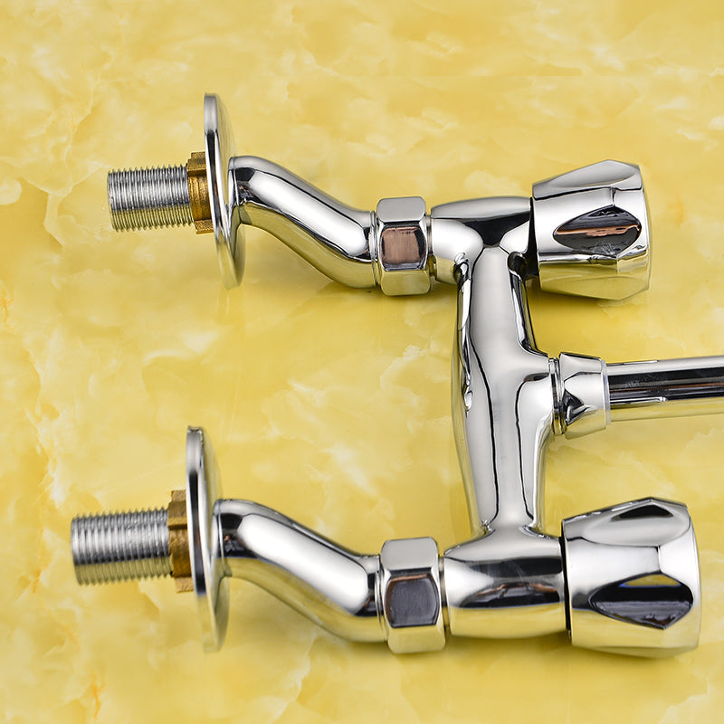 Contemporary Widespread Bathroom Faucet Knob Handle Goose Neck Arc Solid Brass Faucet