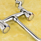 Contemporary Widespread Bathroom Faucet Knob Handle Goose Neck Arc Solid Brass Faucet