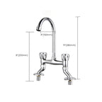 Contemporary Widespread Sink Faucet Knob Handle Goose Neck Arc Solid Brass Faucet