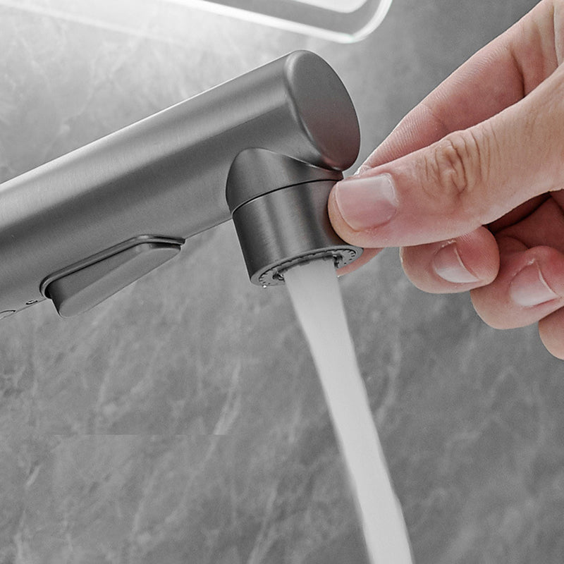 Contemporary Vessel Faucet Copper Single Handle Low Arc Pull Down Vessel Faucet for Home