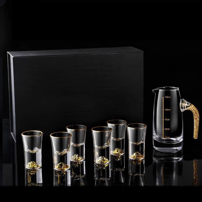Sparkling Golden Handcrafted Drink Glassses Set