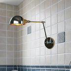 Retro Dome Wall Lamp 1 Bulb Metal Wall Lighting with Swingarm in Brass/Chrome for Bathroom