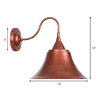 Metal Black/Rust Sconces Light Cone Shade 1-Light Industrial Wall Mounted Lighting with Gooseneck