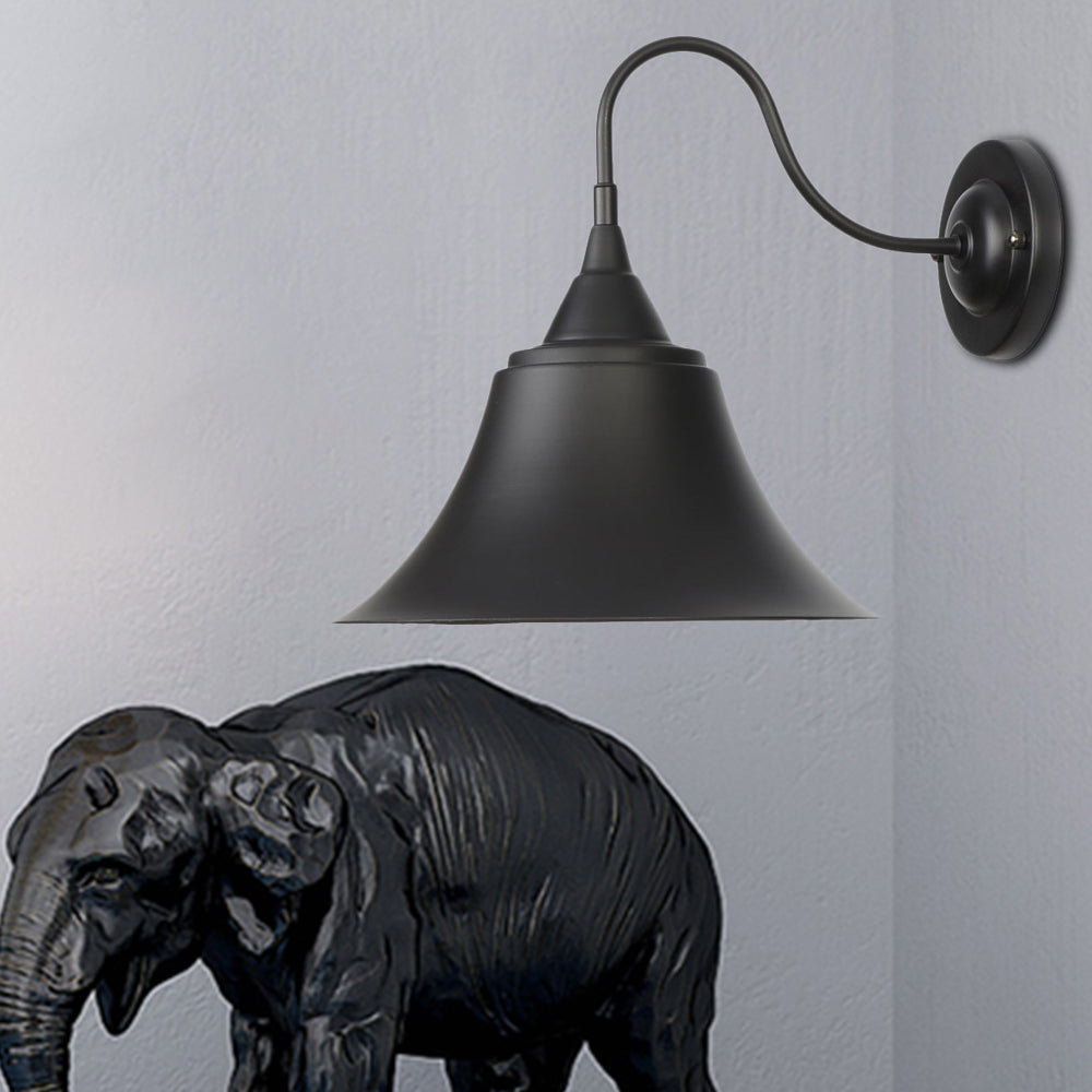 Metal Black/Rust Sconces Light Cone Shade 1-Light Industrial Wall Mounted Lighting with Gooseneck