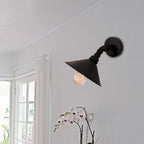 One Bulb Wall Lamp with Cone Shade Metal Industrial Bedroom Wall Light Fixture in Black/Rust